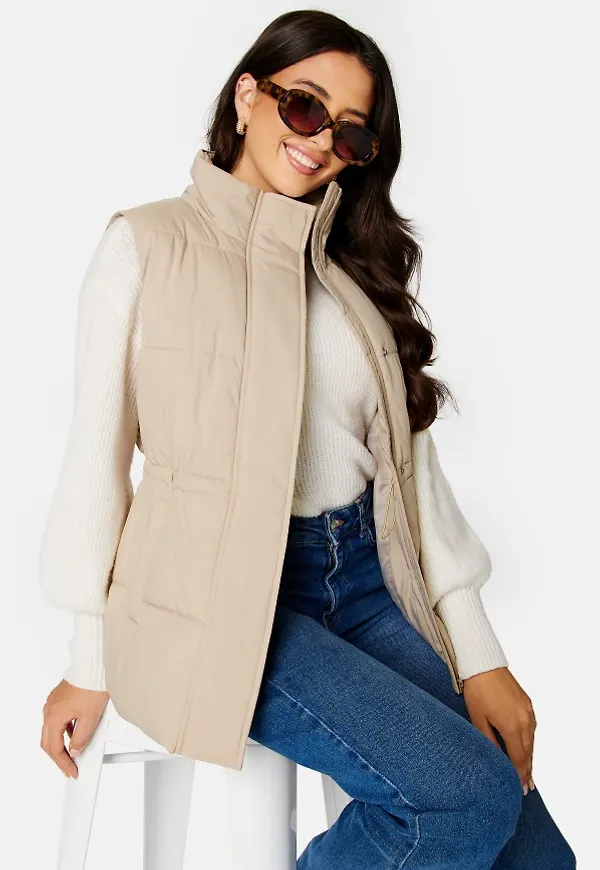 BUBBLEROOM Rishi Drawstring Puffer Vest Grey-beige 36