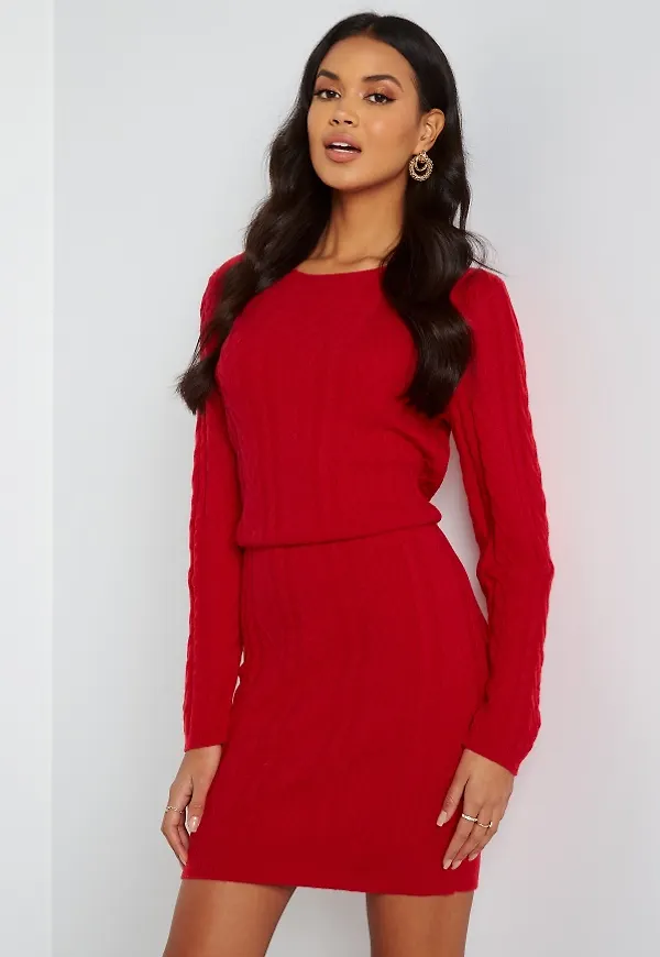 BUBBLEROOM Rishi knitted dress Red L