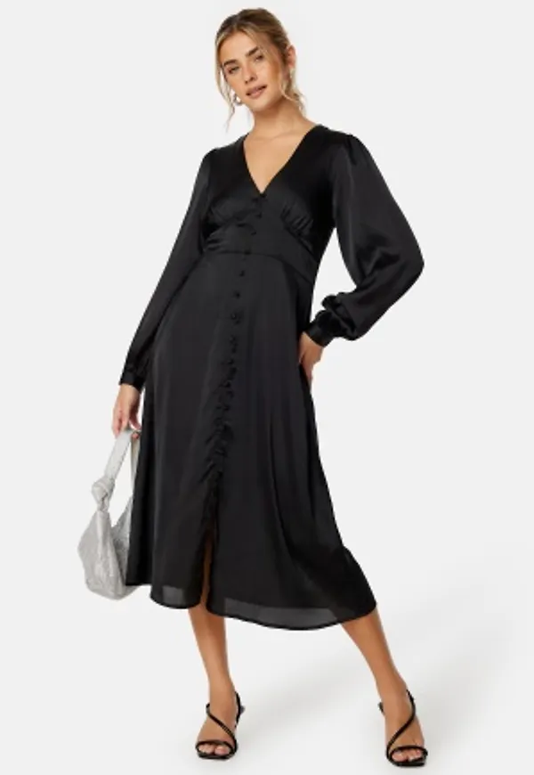 BUBBLEROOM Roberta Satin Dress Black 34