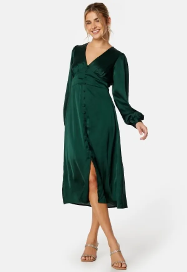 BUBBLEROOM Roberta Satin Dress Dark green 36