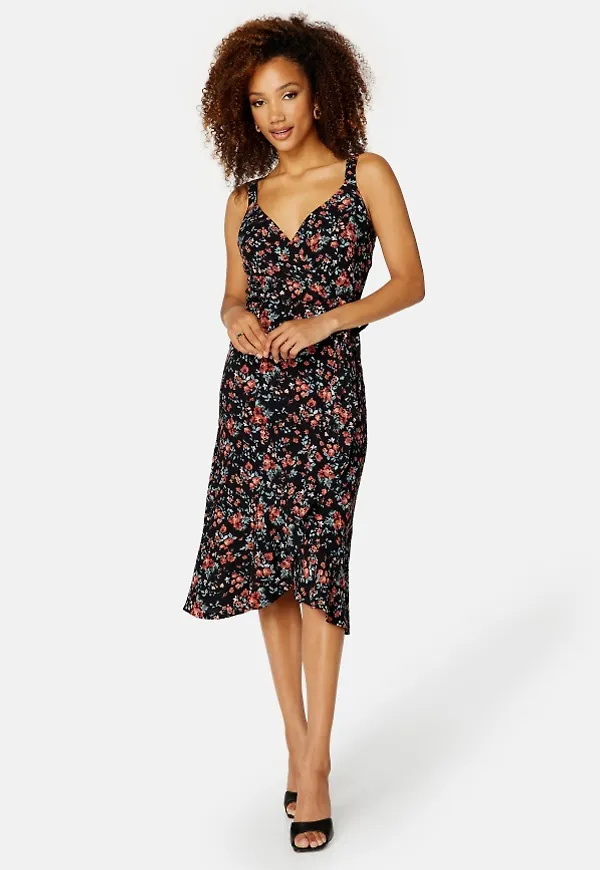 BUBBLEROOM Ruby flounce dress Black / Floral 3XL