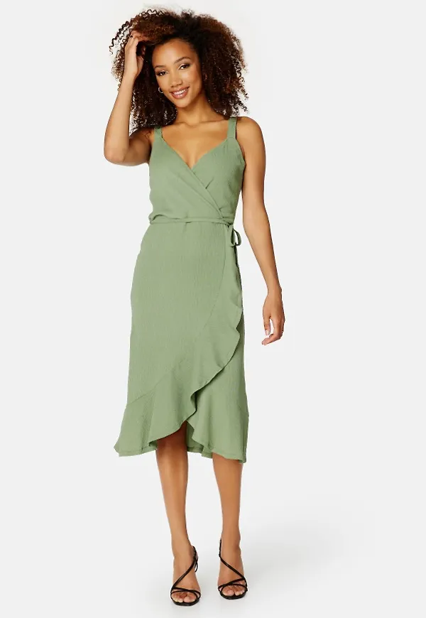 BUBBLEROOM Ruby flounce dress Dusty green 3XL