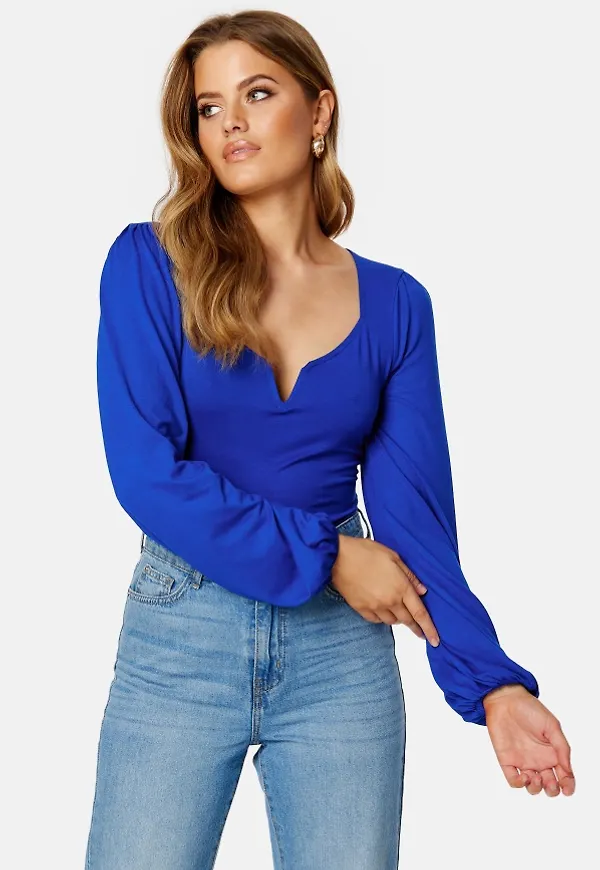 BUBBLEROOM Rudina puff sleeve top Blue XS