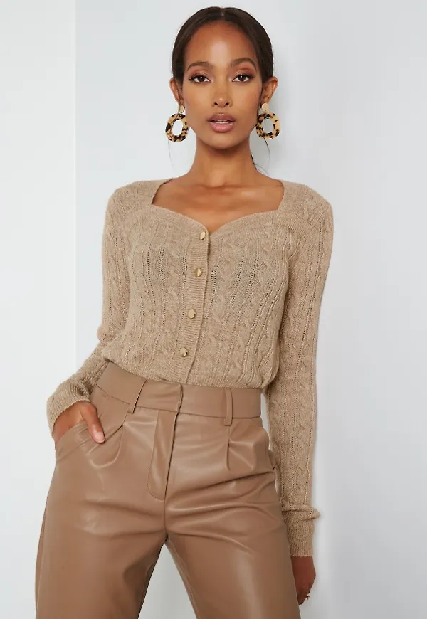 BUBBLEROOM Sally knitted cardigan Light brown XL