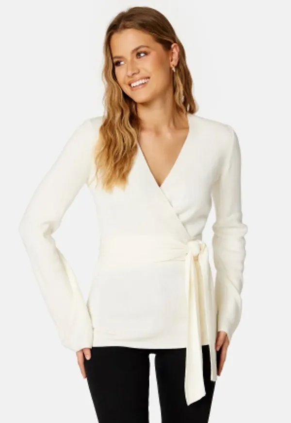 BUBBLEROOM Samantha knitted wrap top Cream M
