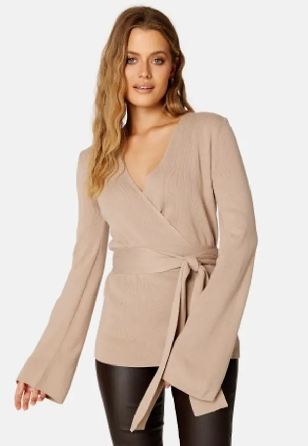 BUBBLEROOM Samantha knitted wrap top Nougat S