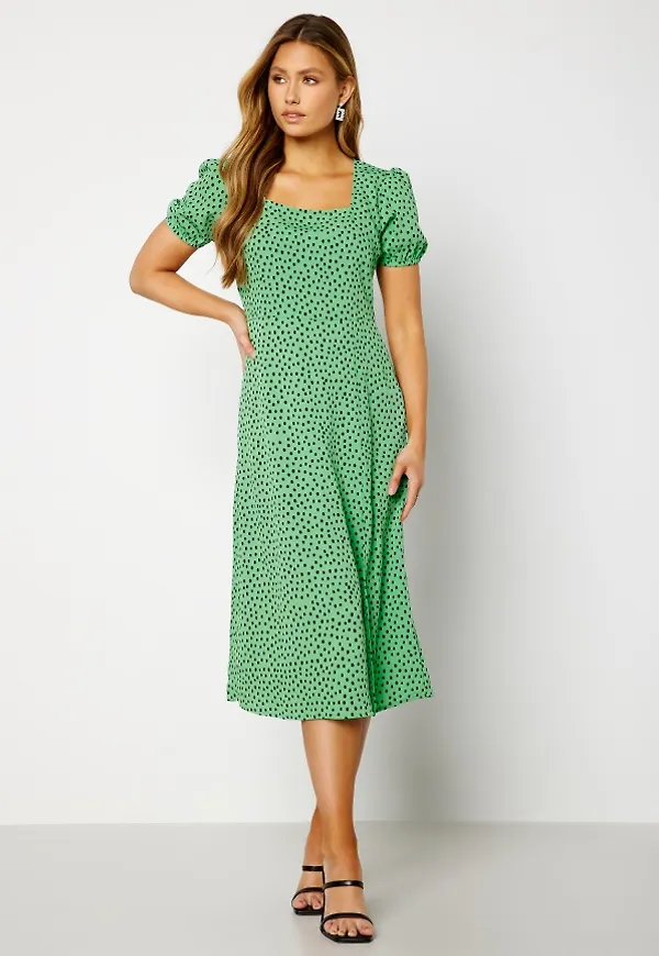 BUBBLEROOM Samantha Puff sleeve dress Green / Patterned 40