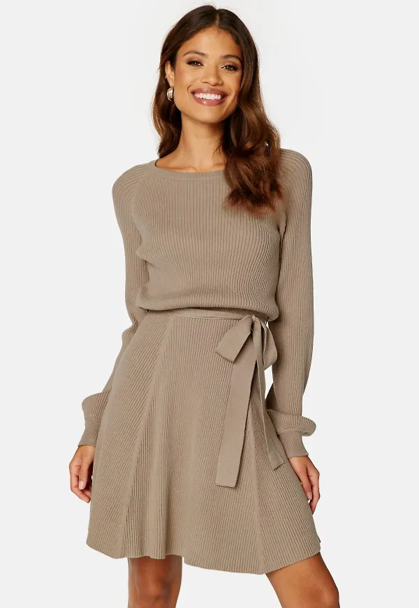 BUBBLEROOM Sandy knitted dress Dark beige L