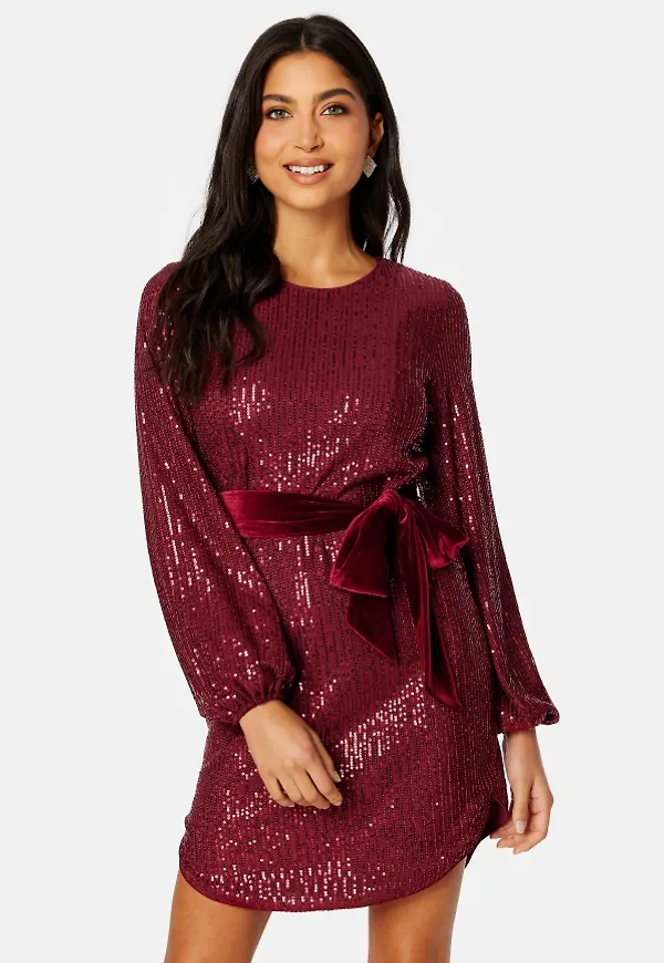 BUBBLEROOM Sanja sparkling dress Bordeaux 36