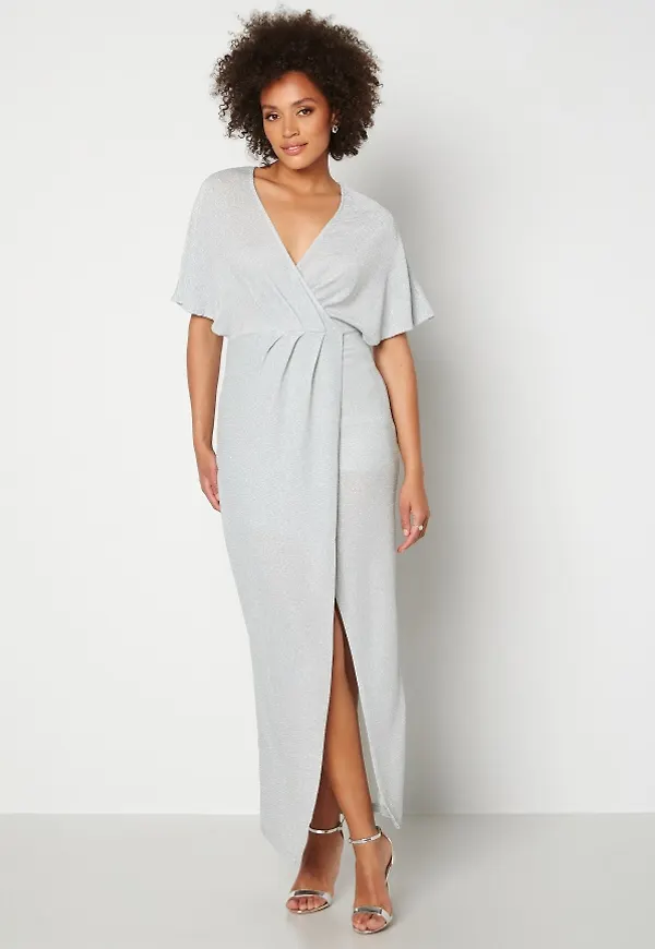 BUBBLEROOM Selena sparkling maxi dress Silver 38