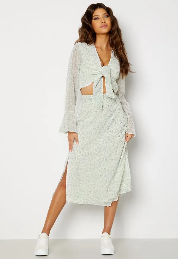 BUBBLEROOM Sharon midi skirt Green / Patterned 2XL