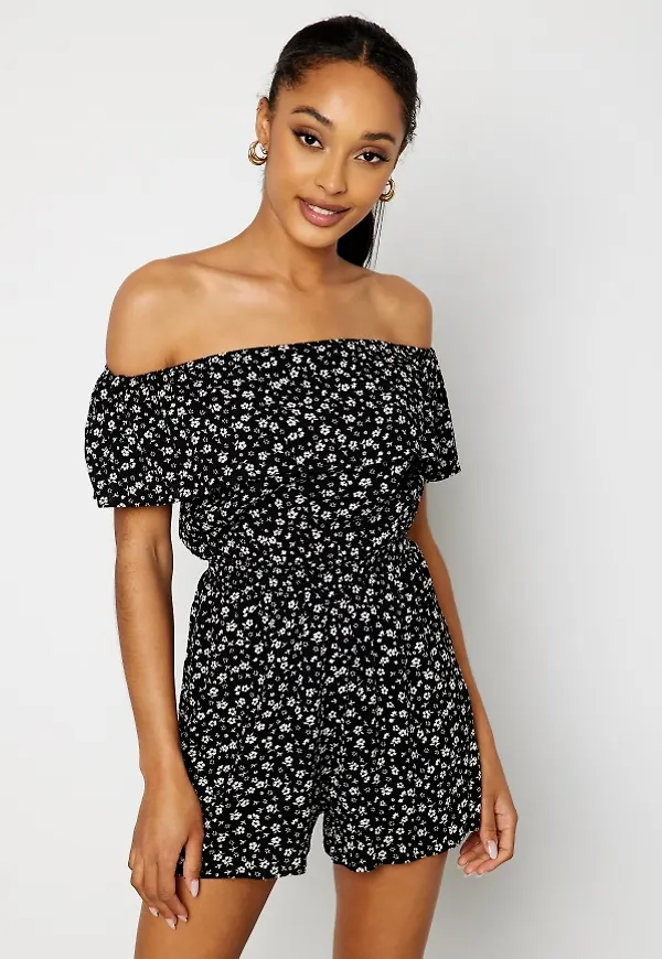 BUBBLEROOM Shea Singoalla playsuit Black / Patterned S