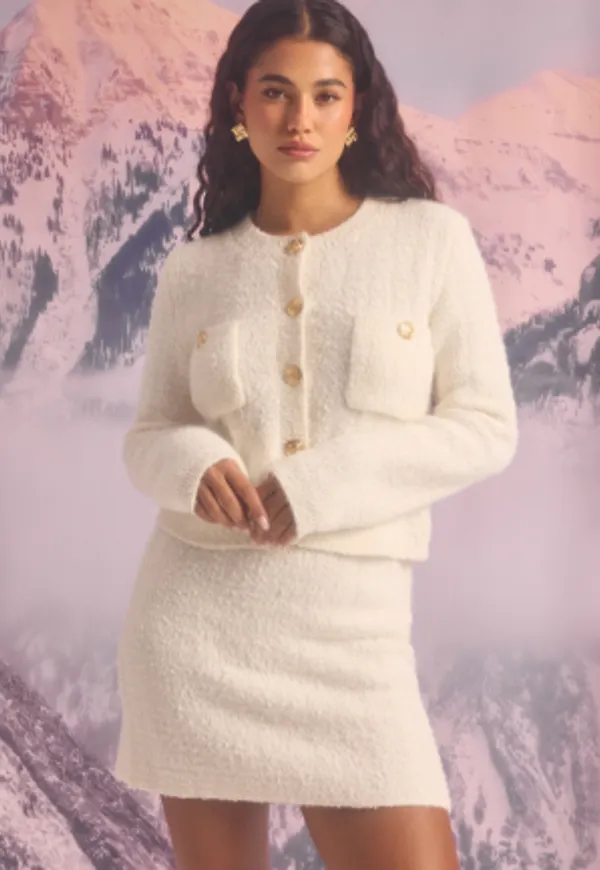 BUBBLEROOM Short Knitted Skirt Offwhite M