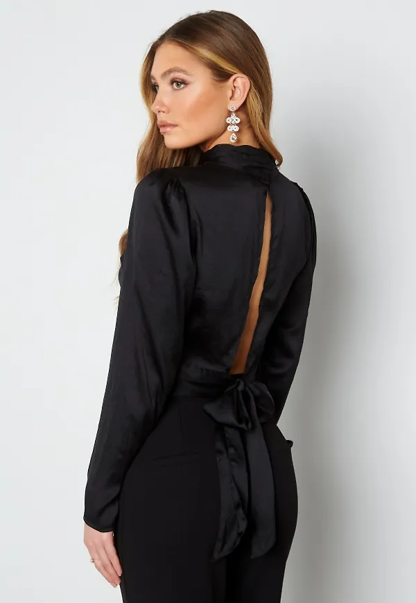 BUBBLEROOM Skyla ruched bow blouse Black 38