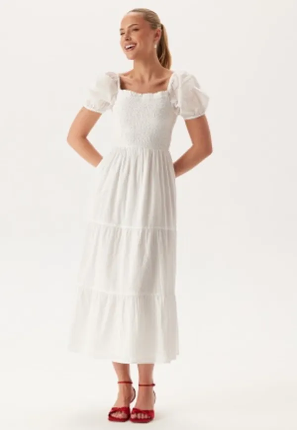 BUBBLEROOM Smock Maxi Dress White XS