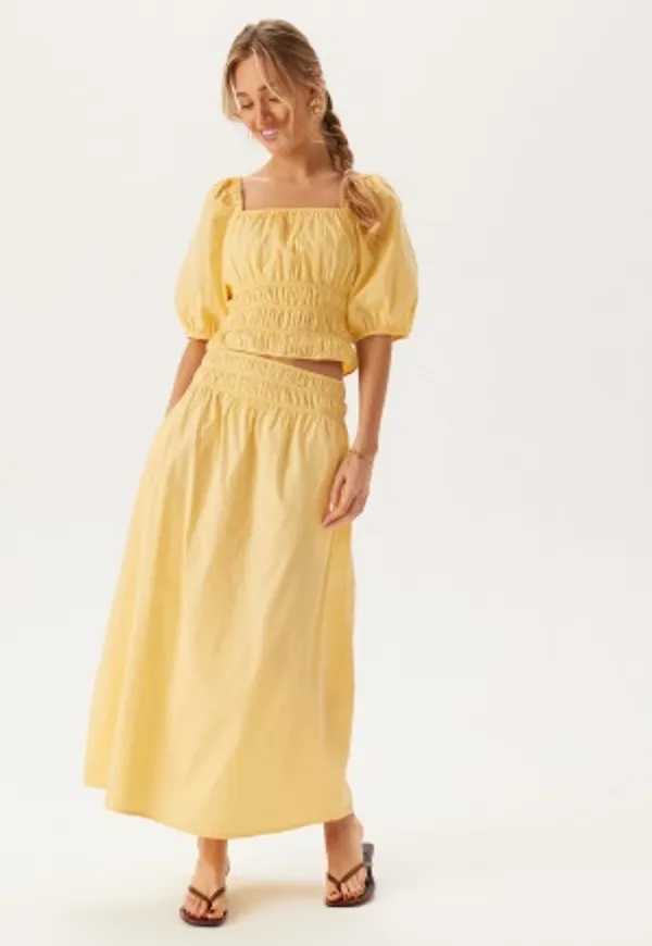 BUBBLEROOM Smock Waist Maxi Skirt Yellow XS