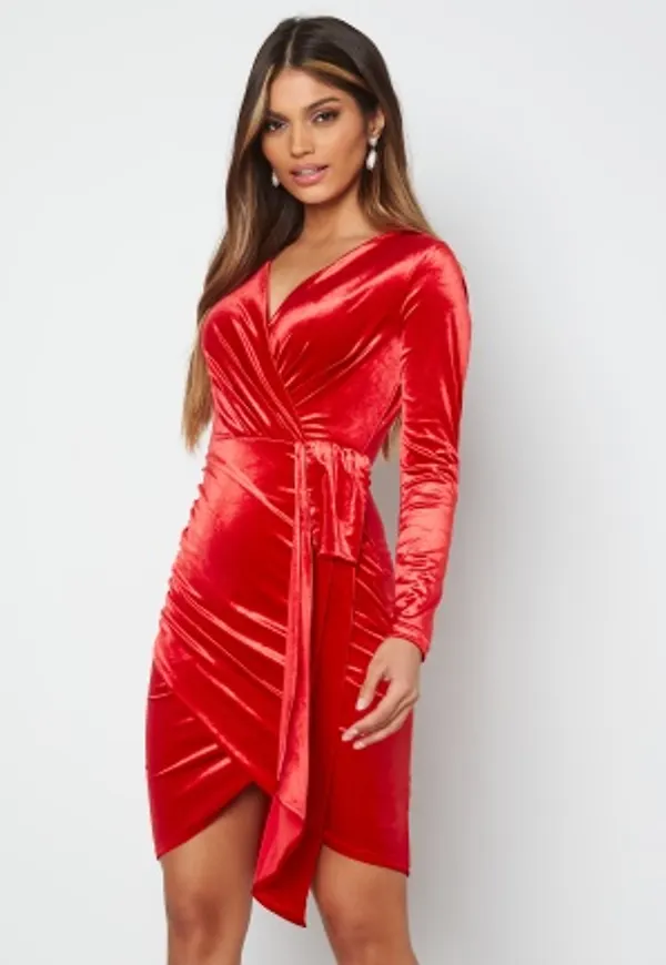 BUBBLEROOM Snapshot Drape Dress Red XS