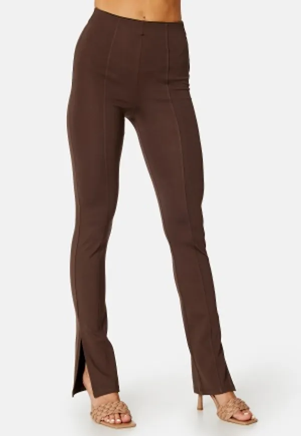 BUBBLEROOM Sofi slit trousers Dark brown XS