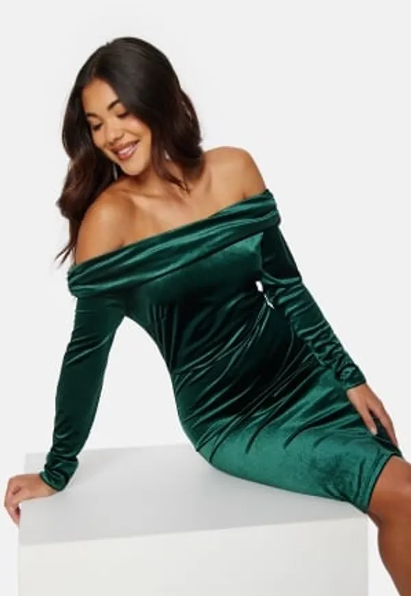 BUBBLEROOM Sofielle Velvet Dress Dark green M
