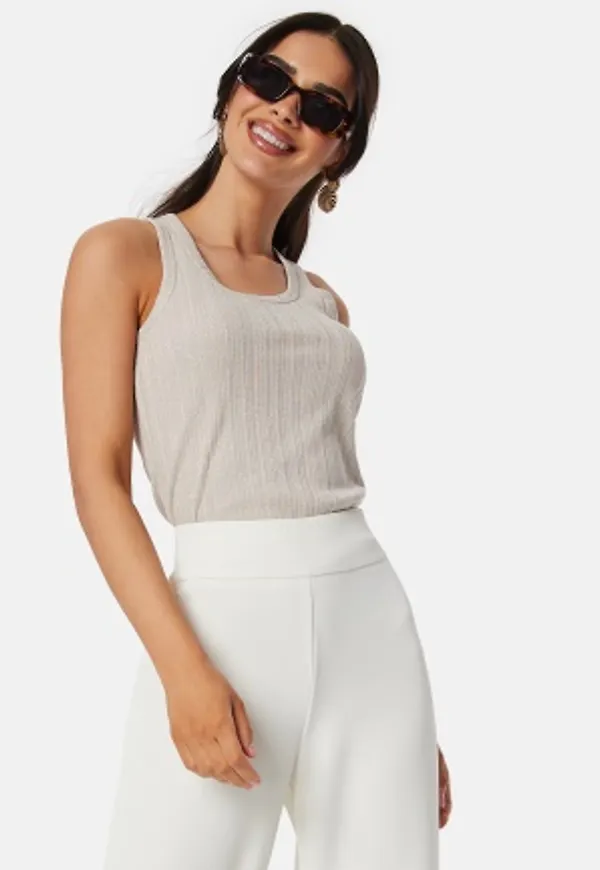 BUBBLEROOM Sparkling Rib Tank Top Beige XL