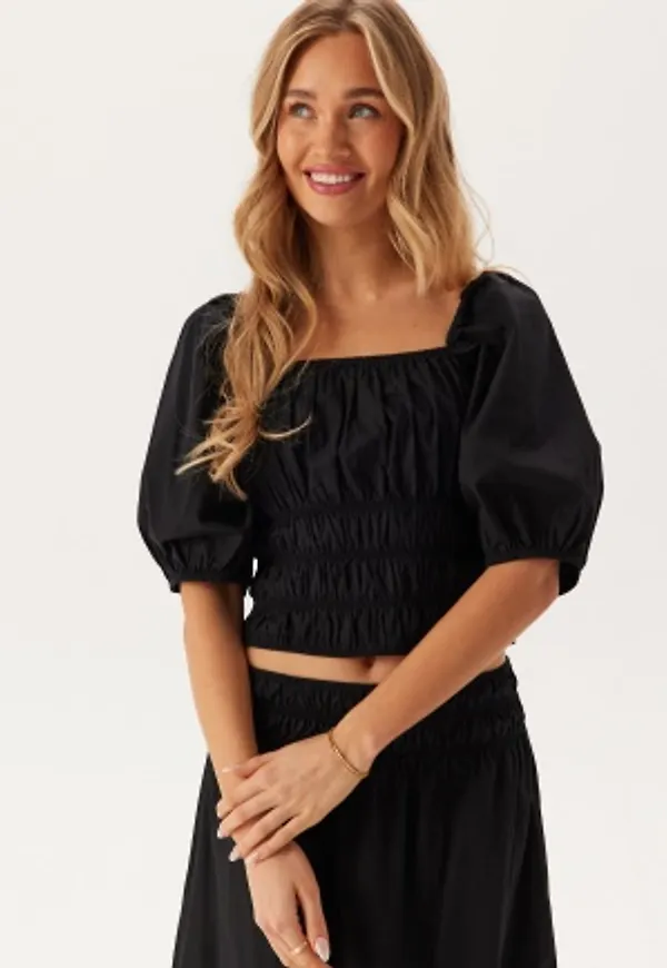 BUBBLEROOM Square Neck Smock Top Black XS