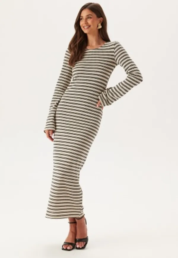 BUBBLEROOM Striped Maxi Dress Black/Offwhite XS