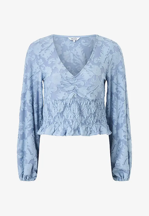 Bubbleroom - Structure Floral Smock - Blå
