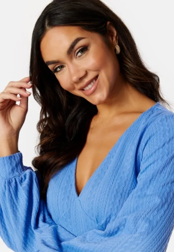 BUBBLEROOM Sybel puff sleeve top Blue M