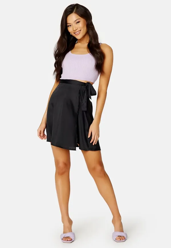 BUBBLEROOM Tallulah Satin Skirt Black 38