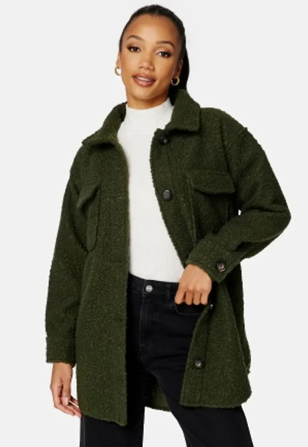 BUBBLEROOM Teagan Teddy Shacket Olive green S