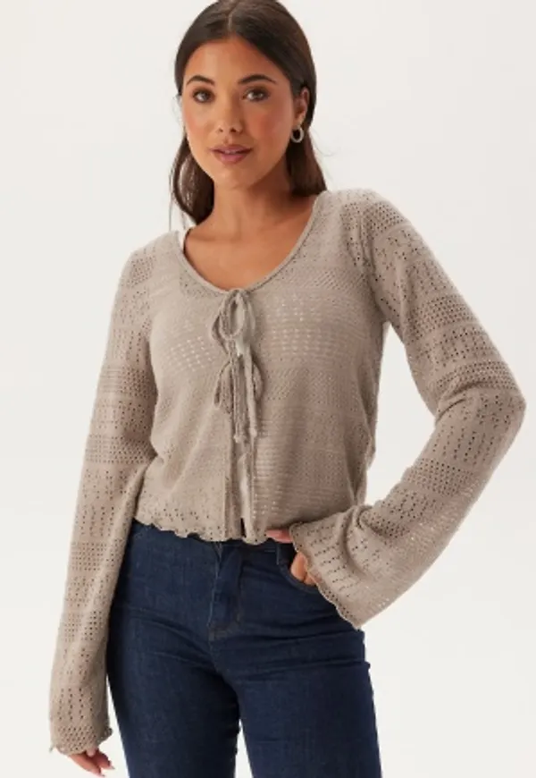 BUBBLEROOM Tie Cardigan Beige XL