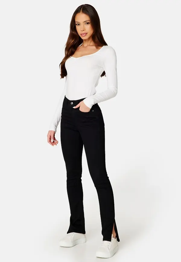 Bianca Slit High Waist Jeans Black