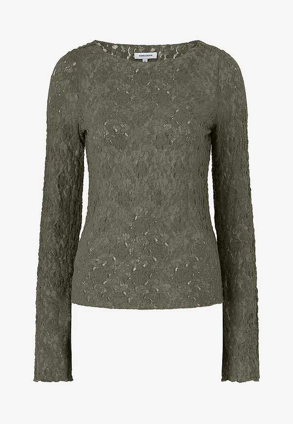 Bubbleroom - Topp Long Sleeve Lace Top - Grön