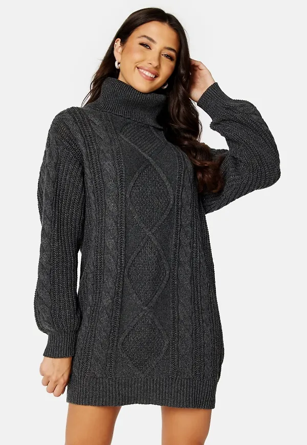 BUBBLEROOM Tracy knitted sweater dress Dark grey S