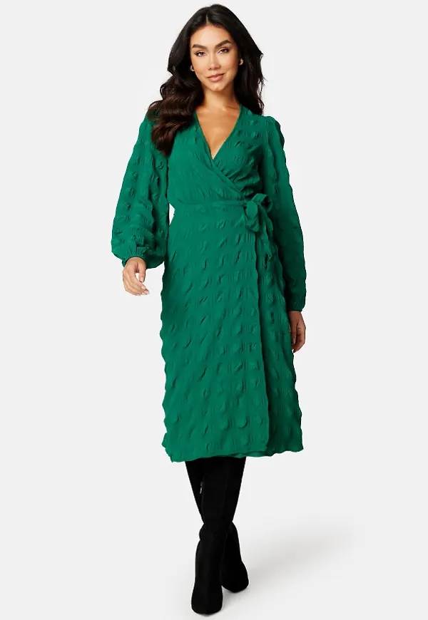 BUBBLEROOM Triniti midi wrap dress Green 34