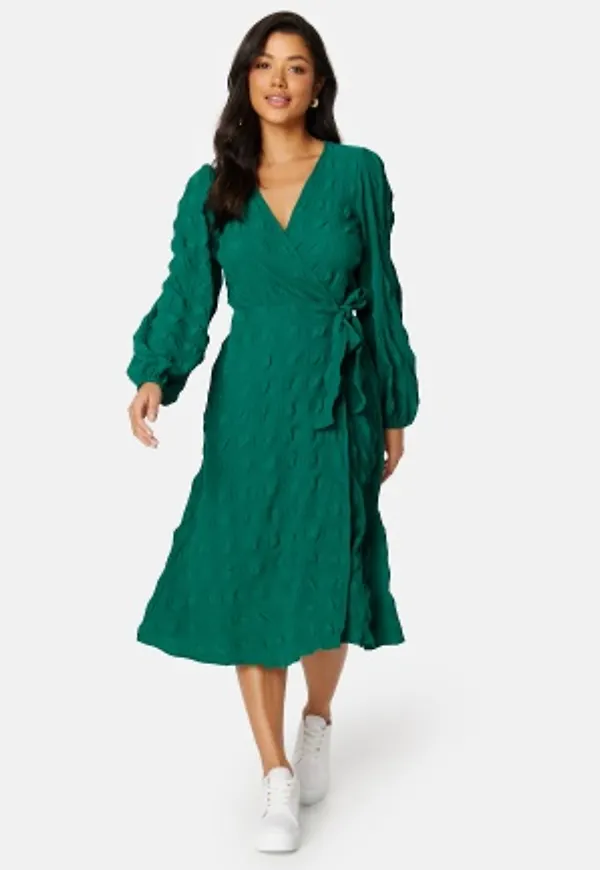 BUBBLEROOM Triniti midi wrap dress Green 38