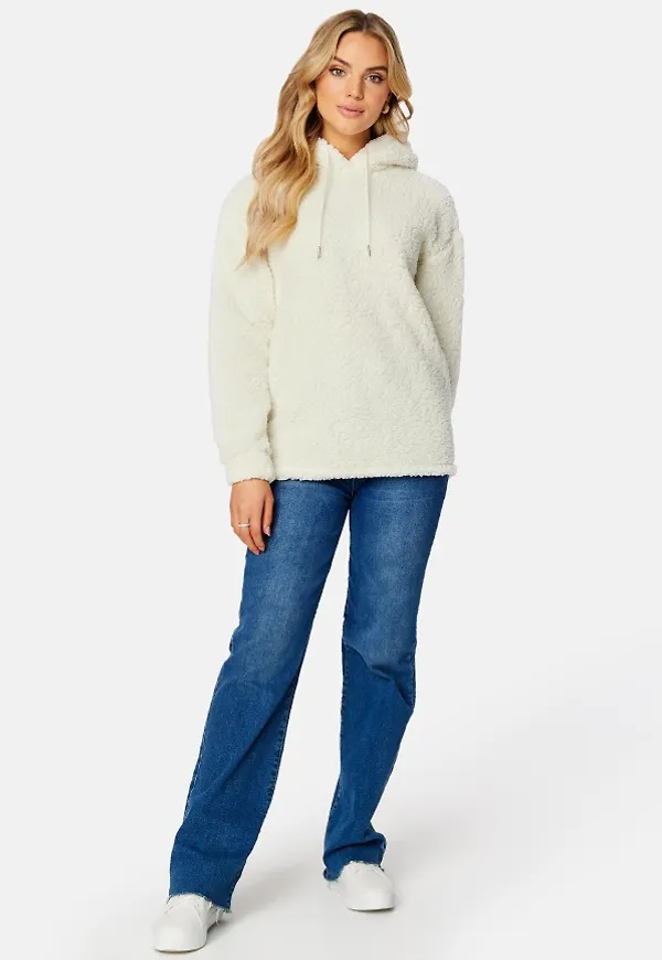 BUBBLEROOM Una fluffy teddy hoodie Cream M