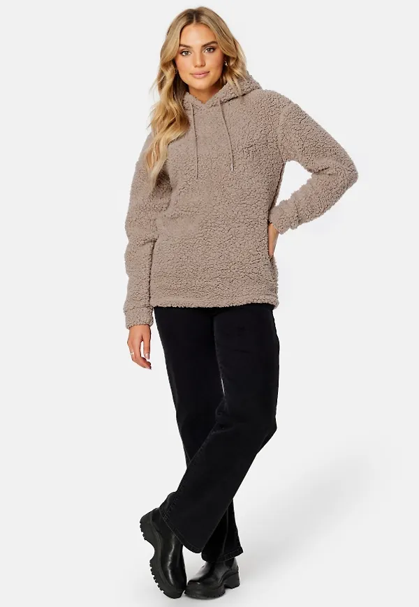 BUBBLEROOM Una fluffy teddy hoodie Nougat M