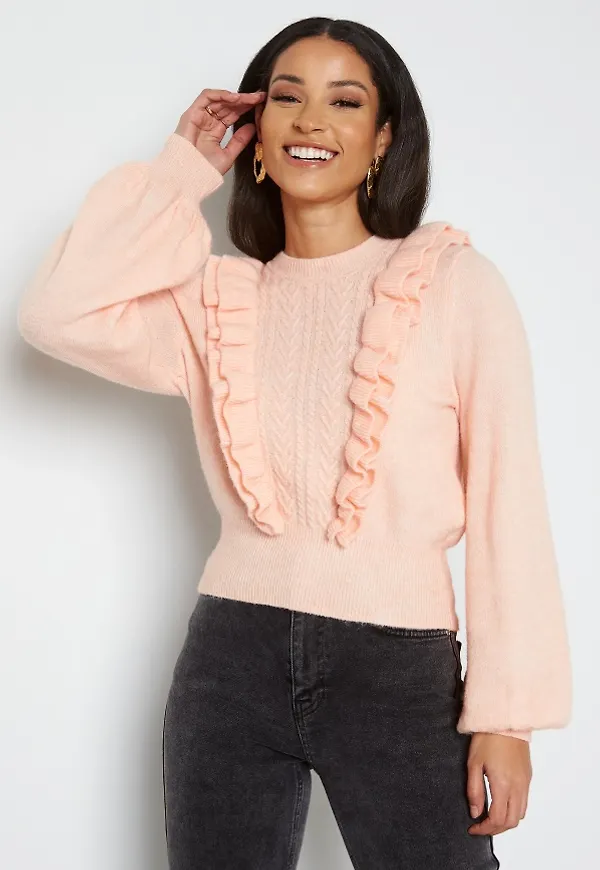 BUBBLEROOM Vada flounce sweater Dusty pink S
