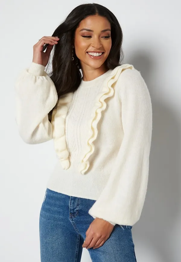 BUBBLEROOM Vada flounce sweater Offwhite S