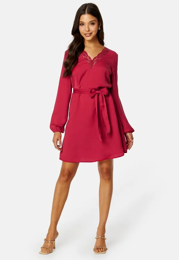 BUBBLEROOM Vallie lace dress Red L
