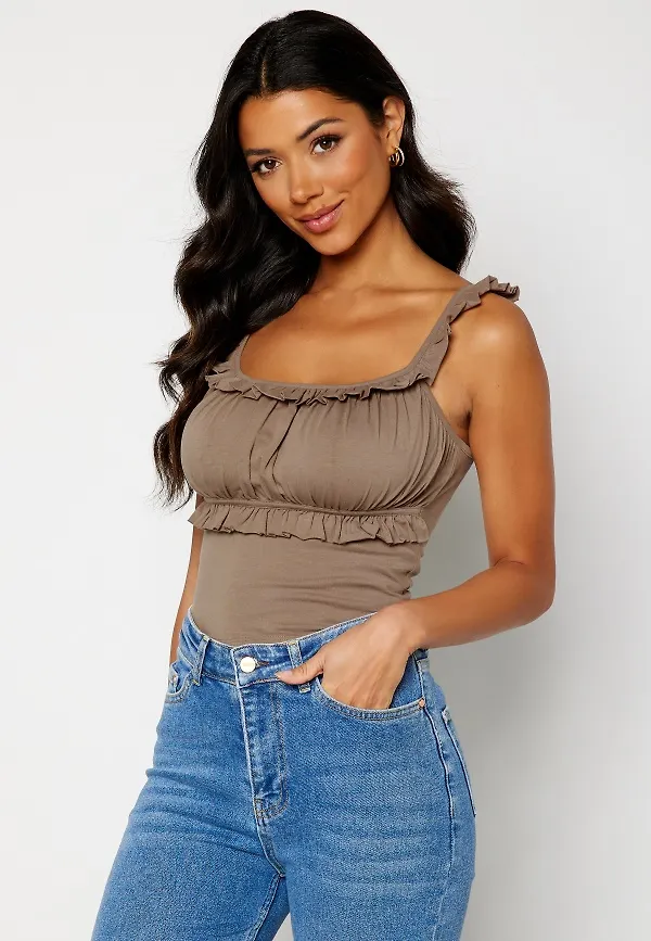 BUBBLEROOM Vanna frill top Light nougat M