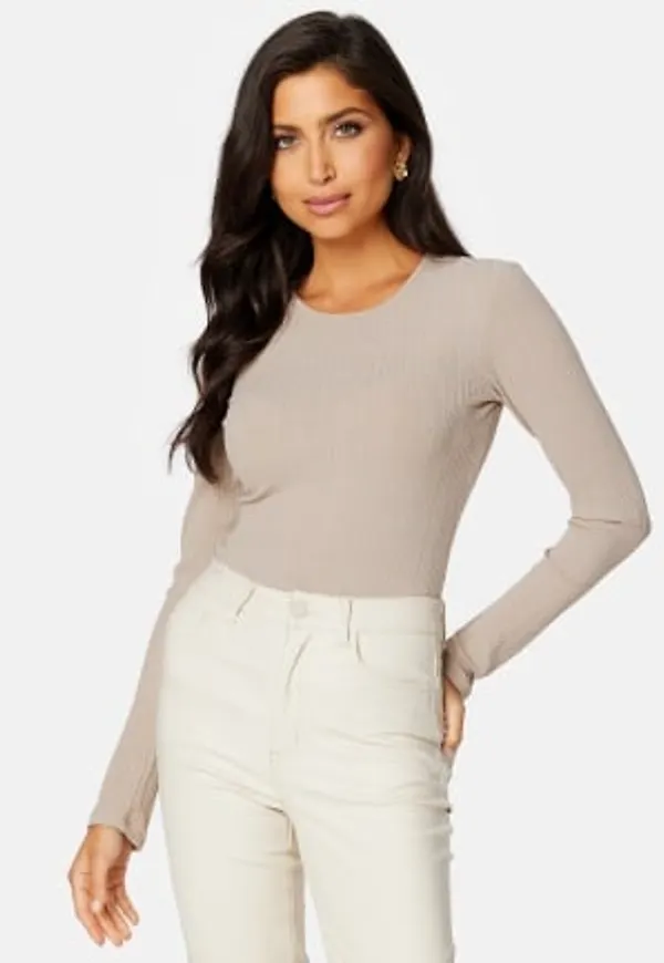 BUBBLEROOM Varja Rib Top Dark beige S