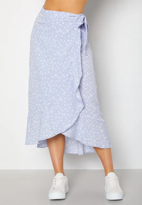 BUBBLEROOM Villima midi skirt Light blue / Patterned 40