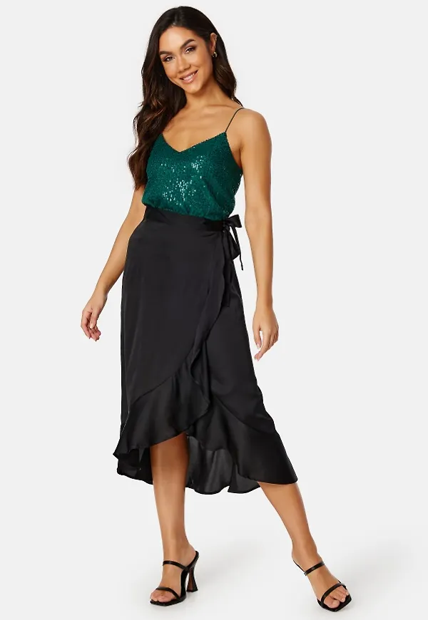 BUBBLEROOM Villima satin skirt Black 42
