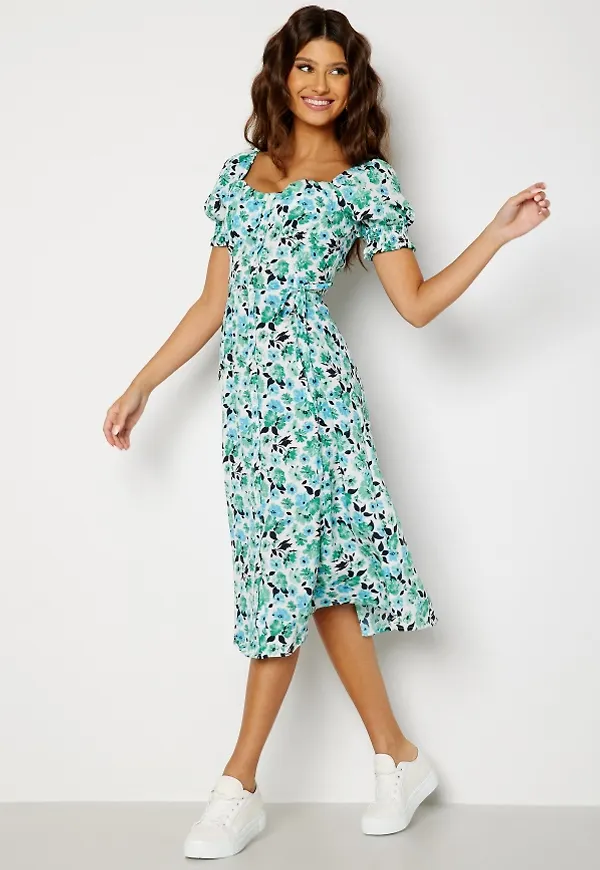 BUBBLEROOM Violie Midi dress Green / Patterned 34