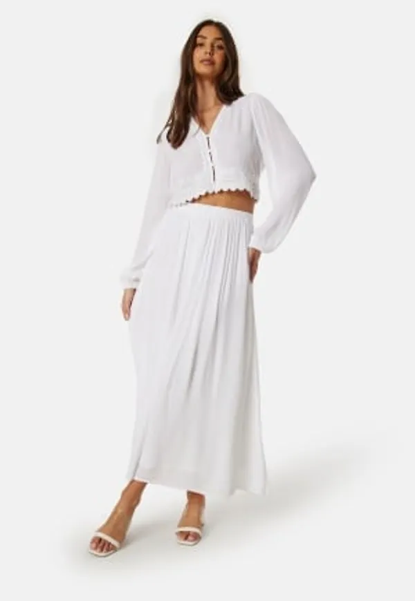 BUBBLEROOM Viscose Crepe Maxi Skirt White XL