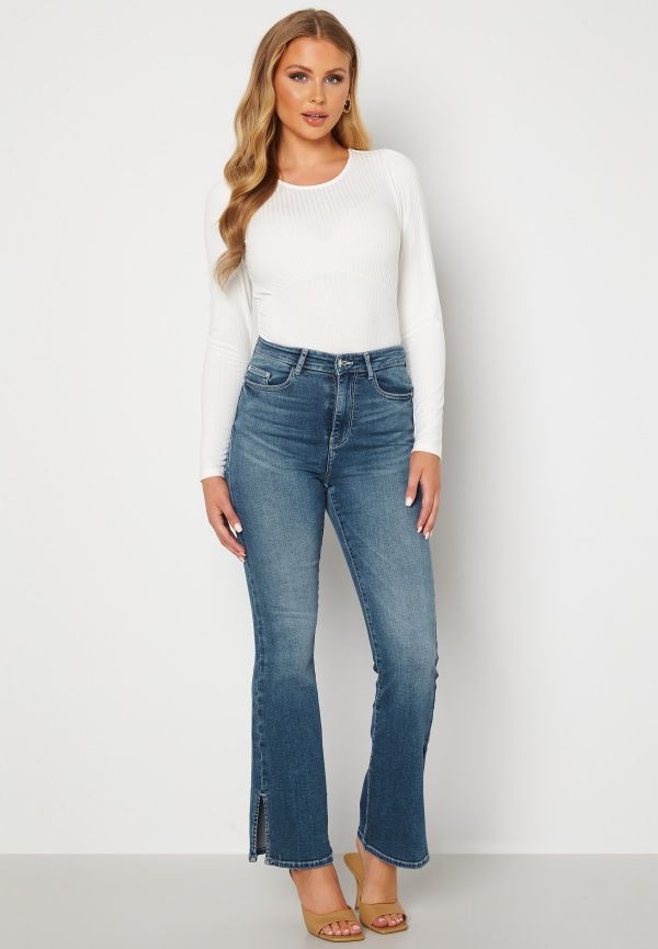 BUBBLEROOM Wendy side slit jeans Medium denim 34