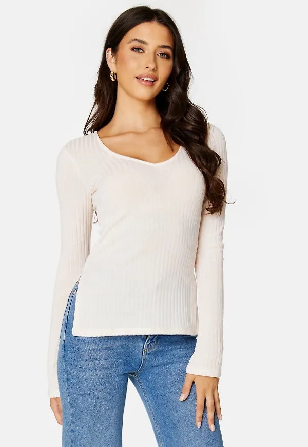 BUBBLEROOM Winter deep V-neck top Cream XS