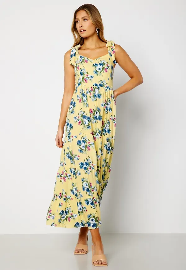 BUBBLEROOM Yamila maxi dress Light yellow / Patterned 40